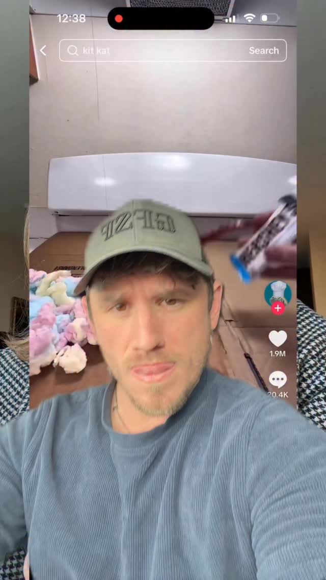 Jake researching kit kat on TikTok